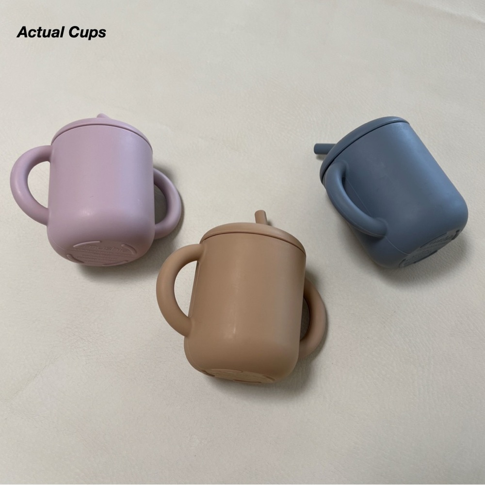 GUC: 3 MUSHIE SILICONE TRAINING CUPS IN LILAC, NATURAL AND TRADEWINDS BLUE (O/S) - Picture 8 of 13